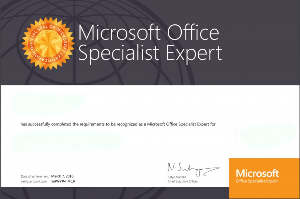 Chứng chỉ Microsoft Office Specialist (MOS)